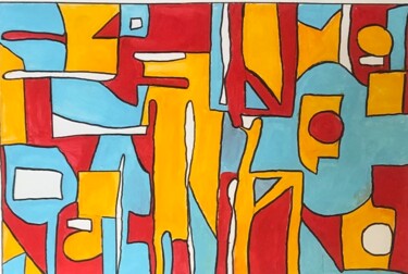 Malerei mit dem Titel "Composition pop art" von Michel Teulé, Original-Kunstwerk, Acryl
