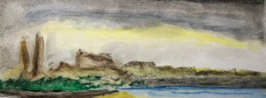 Painting titled "Paysage imaginaire 4" by Michel Teulé, Original Artwork, Pastel