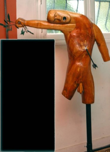Sculpture intitulée "lhomme_blessaO_ceri…" par Michel Velghe, Œuvre d'art originale