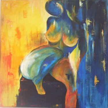 Картина под названием "nu jaune" - Joelle Michenet, Подлинное произведение искусства, Акрил