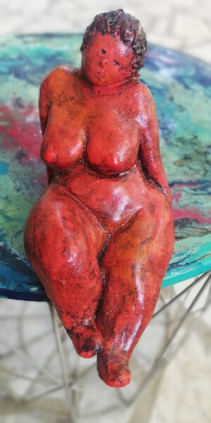 Скульптура под названием "maman relax" - Joelle Michenet, Подлинное произведение искусства, Терракота