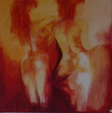 Painting titled "entre femmes" by Joelle Michenet, Original Artwork, Acrylic
