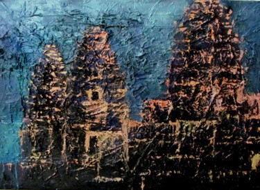 Schilderij getiteld "Tempio Angkor Wat" door Michele Principato Trosso, Origineel Kunstwerk, Olie