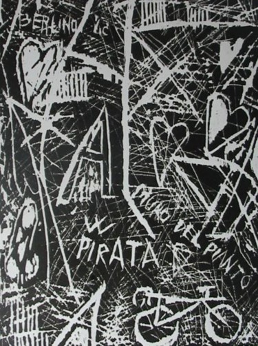 Printmaking titled "Omaggio al Pirata" by Michele Principato Trosso, Original Artwork, Engraving