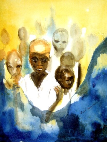 Peinture intitulée "ombre de la pauvreté" par Mireille Dubois-Vanhove, Œuvre d'art originale, Huile