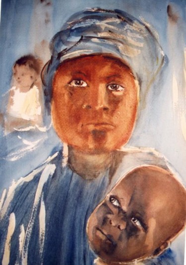 Peinture intitulée "Amour maternel" par Mireille Dubois-Vanhove, Œuvre d'art originale, Huile