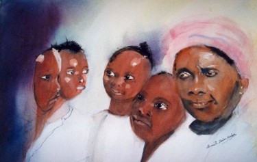 Peinture intitulée "Soucis d'une maman" par Mireille Dubois-Vanhove, Œuvre d'art originale, Huile
