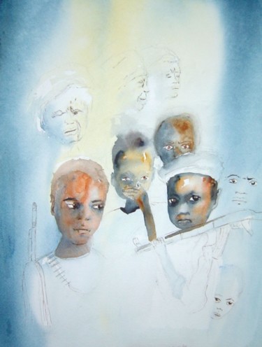 Peinture intitulée "L'enfance volée" par Mireille Dubois-Vanhove, Œuvre d'art originale, Huile
