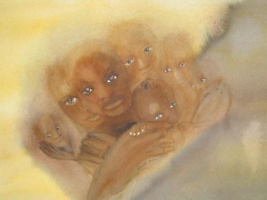 Peinture intitulée "Mains protectrices" par Mireille Dubois-Vanhove, Œuvre d'art originale, Huile