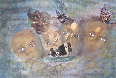 Peinture intitulée "Enfances saccagées" par Mireille Dubois-Vanhove, Œuvre d'art originale, Huile