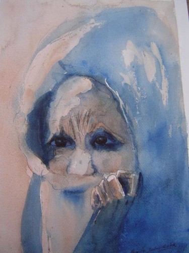 Peinture intitulée "Sombre regard" par Mireille Dubois-Vanhove, Œuvre d'art originale, Huile