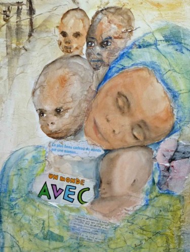 Peinture intitulée "Un monde avec" par Mireille Dubois-Vanhove, Œuvre d'art originale, Huile