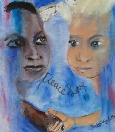 Peinture intitulée "Peace and love" par Mireille Dubois-Vanhove, Œuvre d'art originale