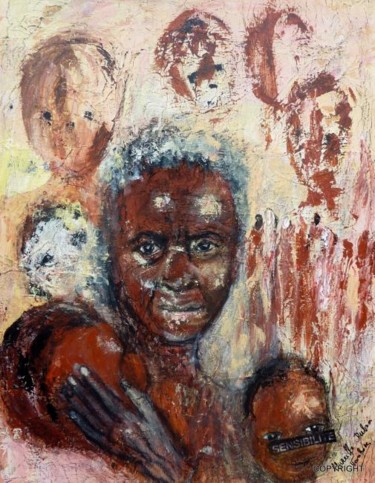 Peinture intitulée "sensibilité" par Mireille Dubois-Vanhove, Œuvre d'art originale, Huile