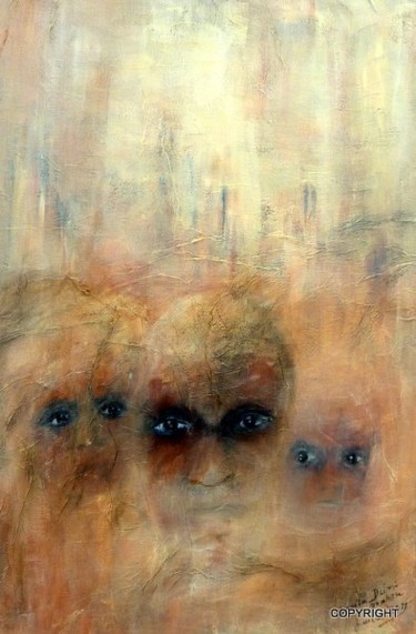 Peinture intitulée "Les oubliés sous le…" par Mireille Dubois-Vanhove, Œuvre d'art originale, Huile