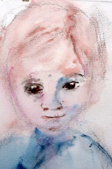 Peinture intitulée "portrait enfant" par Mireille Dubois-Vanhove, Œuvre d'art originale