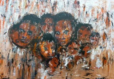Peinture intitulée "Peuple en souffrance" par Mireille Dubois-Vanhove, Œuvre d'art originale