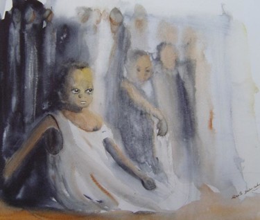Peinture intitulée "Mendicité" par Mireille Dubois-Vanhove, Œuvre d'art originale, Huile