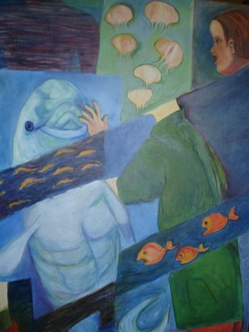 Peinture intitulée "deux mondes parallé…" par Nydia Eugenia, Œuvre d'art originale