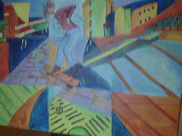 Peinture intitulée "Loisir urbain" par Nydia Eugenia, Œuvre d'art originale