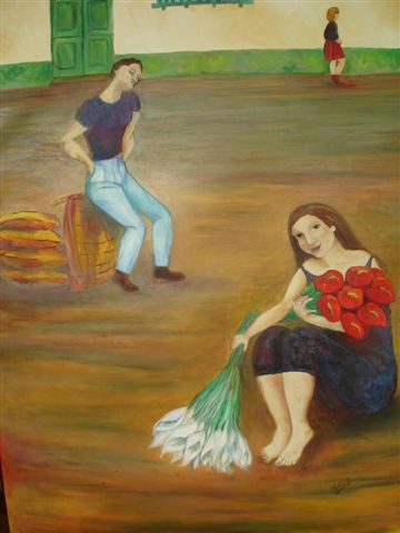 Peinture intitulée "marche tropicale 2" par Nydia Eugenia, Œuvre d'art originale, Huile