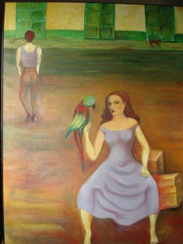 Peinture intitulée "marche tropical 3" par Nydia Eugenia, Œuvre d'art originale, Huile