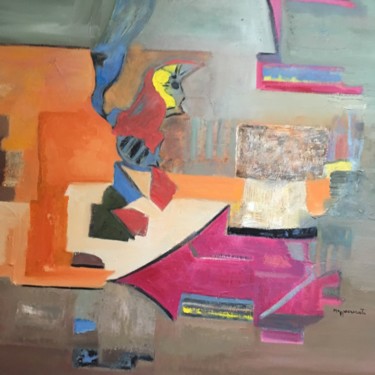 Painting titled "Parcours fléché -10…" by Michèle Mazzacurati, Original Artwork, Oil