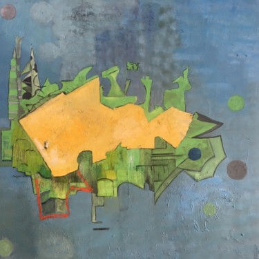 Peinture intitulée "Poisson-flèche" par Michèle Mazzacurati, Œuvre d'art originale, Huile