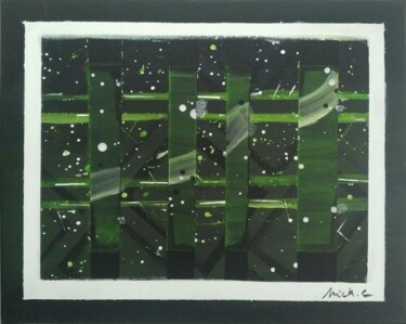 Картина под названием "Vert & Flocons" - Mickaël Carrié, Подлинное произведение искусства, Акрил Установлен на Деревянная ра…
