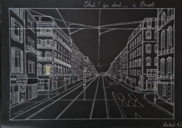 Dessin intitulée "" Brest - Jean Jaur…" par Mickael Hert, Œuvre d'art originale, Stylo à bille