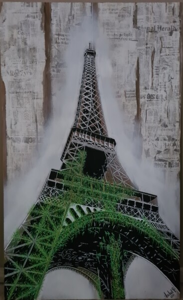 Pittura intitolato "" Tour Eiffel natur…" da Mickael Hert, Opera d'arte originale, Spray