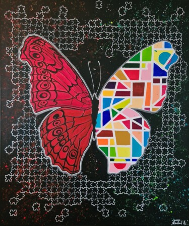 Painting titled "" Butterfly "" by Mickael Hert, Original Artwork, Acrylic