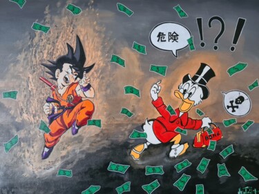 Pintura intitulada "" Goku X Picsou "" por Mickael Hert, Obras de arte originais, Acrílico