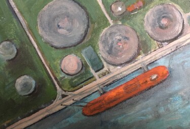 Painting titled "port industriel du…" by Mickael Philippe, Original Artwork, Acrylic