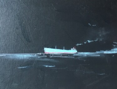 Painting titled "Bateau quittant le…" by Mickael Philippe, Original Artwork, Acrylic