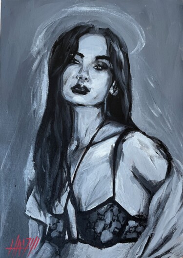 Картина под названием "Femme moderne" - Mickael Quentin, Подлинное произведение искусства, Акрил