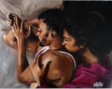 Painting titled "L'amour" by Mickael Quentin, Original Artwork, Oil