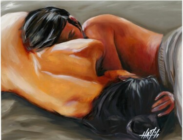 Painting titled "La Sieste" by Mickael Quentin, Original Artwork, Oil