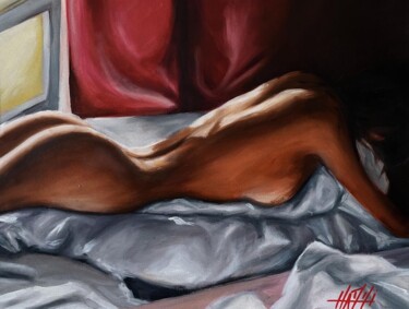 Painting titled "L'Aurore" by Mickael Quentin, Original Artwork, Oil