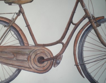 Painting titled "vélo rouillé" by Mickael Thébault, Original Artwork