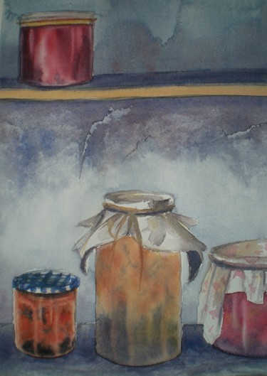 Painting titled "pots de confiture" by Mickael Thébault, Original Artwork