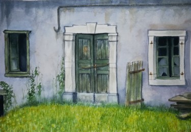 Peinture intitulée "Sarlabous maison bl…" par Mickael Thébault, Œuvre d'art originale, Aquarelle