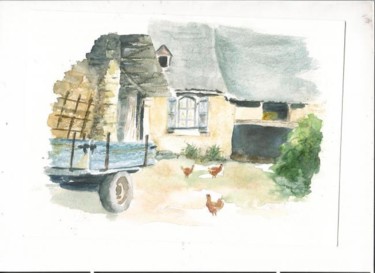 Painting titled "Ferme Aveac" by Mickael Thébault, Original Artwork