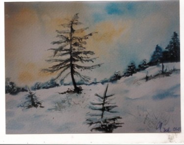 Painting titled "neige" by Mickael Thébault, Original Artwork