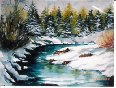 Malerei mit dem Titel "rivière" von Mickael Thébault, Original-Kunstwerk