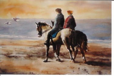 Peinture intitulée "cavaliers" par Mickael Thébault, Œuvre d'art originale