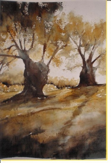 Peinture intitulée "oliviers" par Mickael Thébault, Œuvre d'art originale