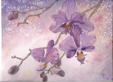 Pintura intitulada "orchidée" por Mickael Thébault, Obras de arte originais