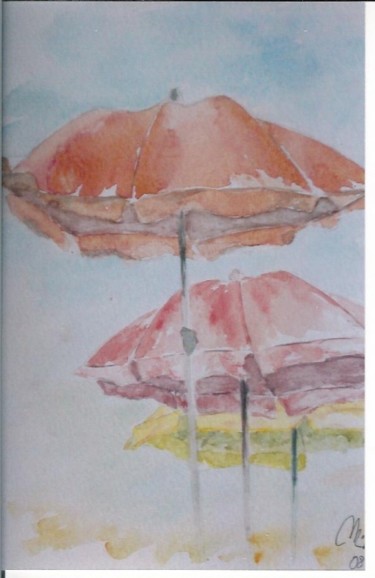 Painting titled "parasols" by Mickael Thébault, Original Artwork