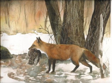 Peinture intitulée "renard" par Mickael Thébault, Œuvre d'art originale